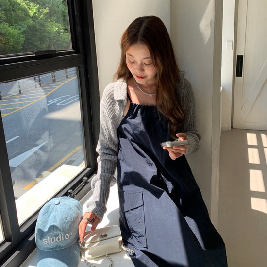 CARGO BOX SLEEVELESS DRESS NAVY