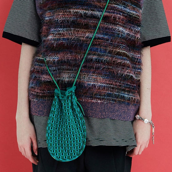 MESH KNIT STRING BAG GREEN