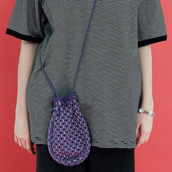 MESH KNIT STRING BAG PURPLE