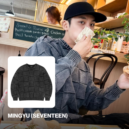 PIGMENT CHECKERBOARD KNIT SWEATER BLACK