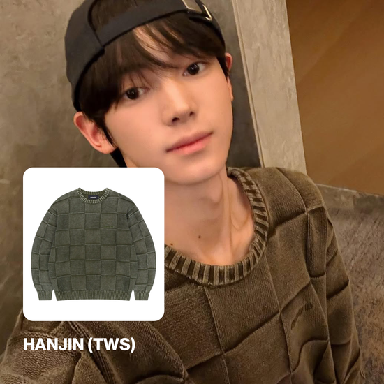 PIGMENT CHECKERBOARD KNIT SWEATER KHAKI