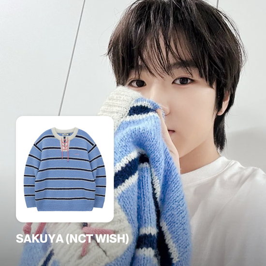 STRIPE BOUCLE KNIT SKY BLUE