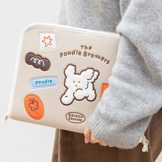 11 TYPE POODLE OPEN IPAD POUCH BEIGE