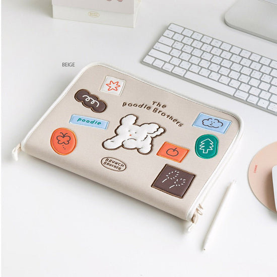 11 TYPE POODLE OPEN IPAD POUCH BEIGE
