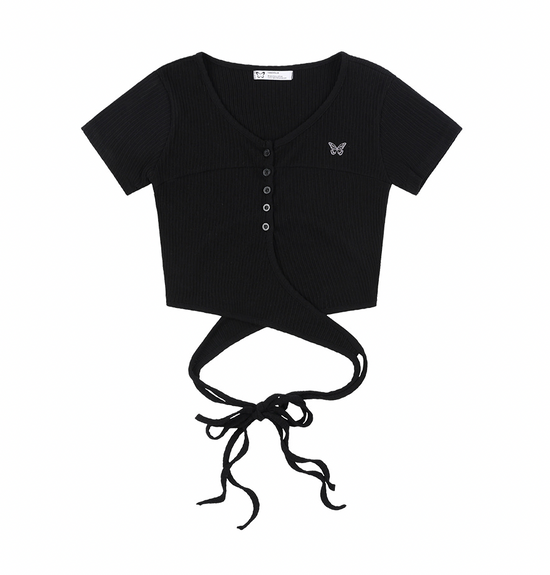 BACK STRAP CROP TOP BLACK