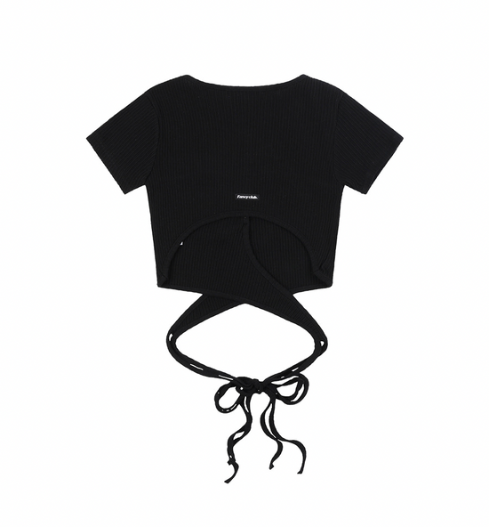 BACK STRAP CROP TOP BLACK
