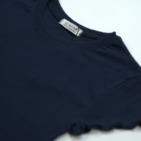 DOUBLE FRILL HALF SLEEVE T-SHIRT NAVY