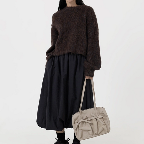 RIBBON POCKET SHOULDER BAG BEIGE