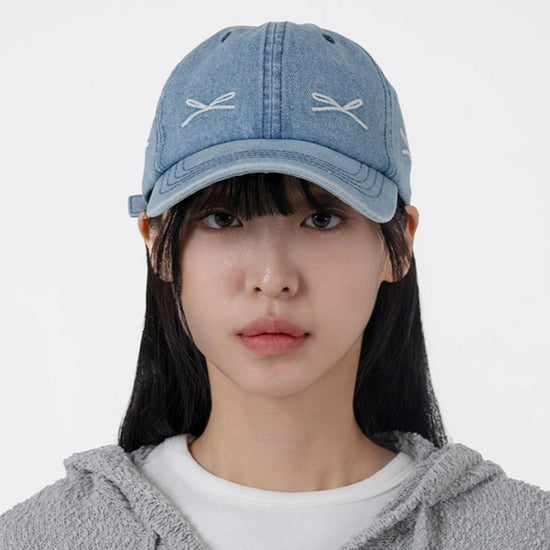 RIBBON DENIM BALL CAP BLUE