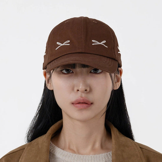 RIBBON COTTON BALL CAP BROWN