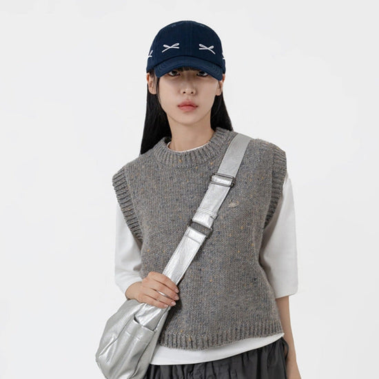 RIBBON COTTON BALL CAP NAVY