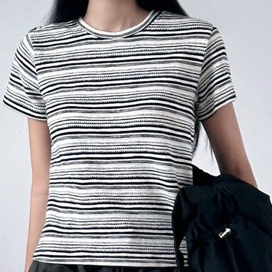COLOR MIX STRIPE T-SHIRT IVORY