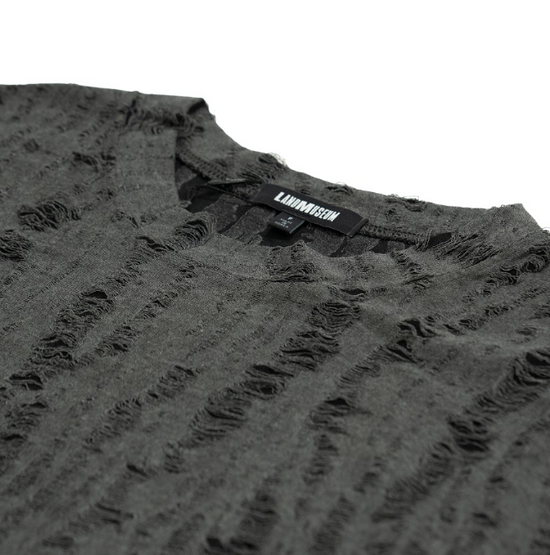 MEN'S GRUNGE LONG SLEEVE T-SHIRT CHARCOAL