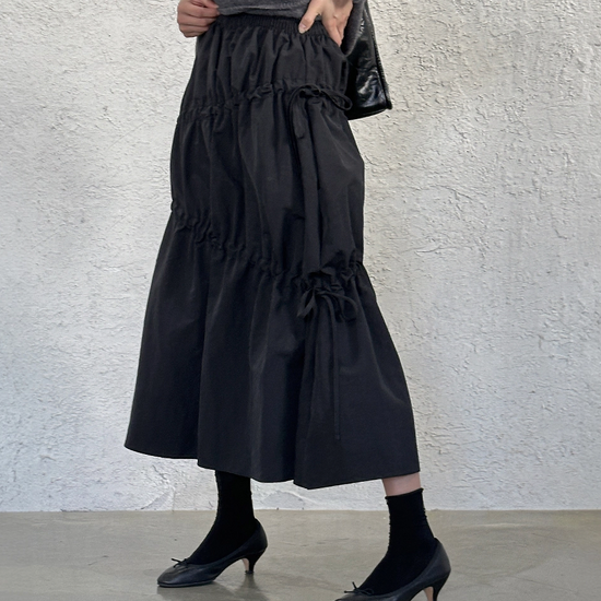 DOUBLE STRING SKIRT BLACK