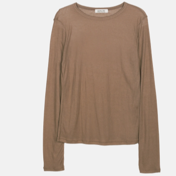 SHEER LAYERED T-SHIRT BROWN