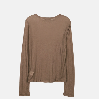 SHEER LAYERED T-SHIRT BROWN