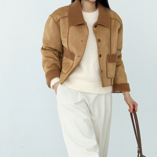 SHEARLING COLLAR MUSTANG BROWN
