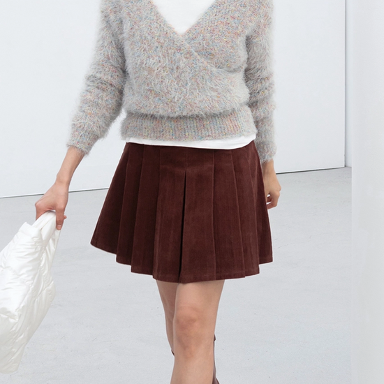 TWO POCKET CORDUROY MINI SKIRT WINE