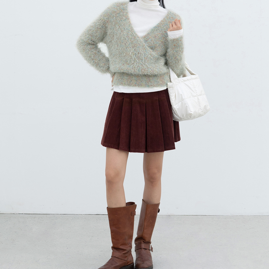WARM CROSS V-NECK KNIT MINT