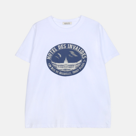 VINTAGE HOTEL HALF SLEEVE T-SHIRT IVORY