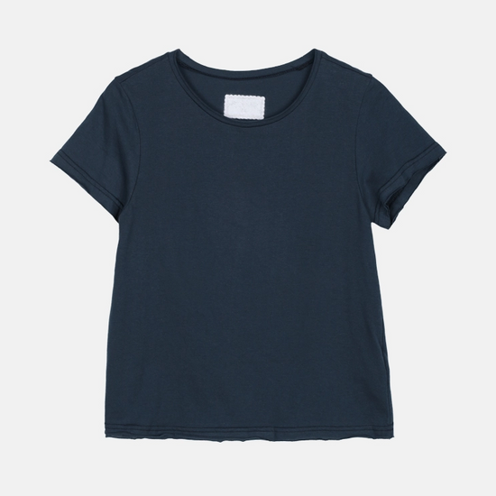 BACK LOGO CUTTING T-SHIRT NAVY