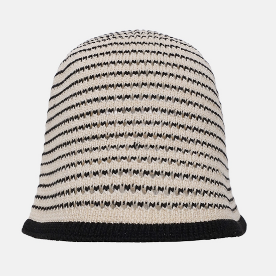 TWO-TONE STRIPE BUCKET HAT BEIGE