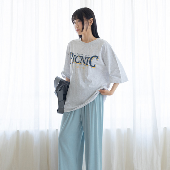 PICNIC ARTWORK T-SHIRT MELANGE IVORY