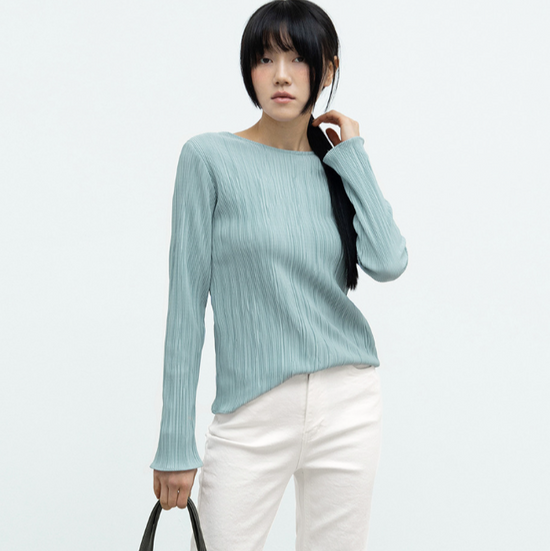 STEADY PLEATS BLOUSE LIGHT BLUE