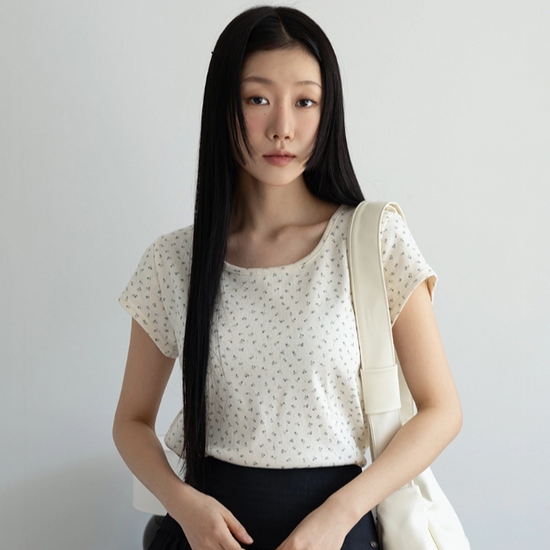 CAP SLEEVE PUNCHED T-SHIRT IVORY