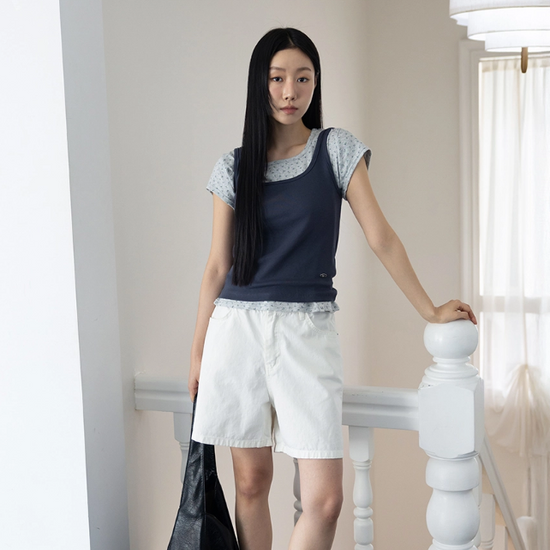 CAP SLEEVE PUNCHED T-SHIRT M/GREY