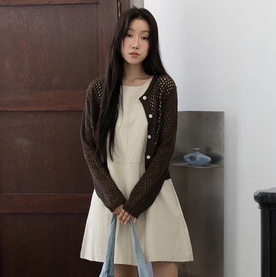 SKASHI BUTTON CARDIGAN BROWN