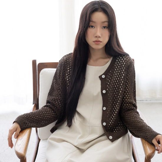 SKASHI BUTTON CARDIGAN BROWN