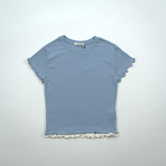 DOUBLE FRILL HALF SLEEVE T-SHIRT LIGHT BLUE
