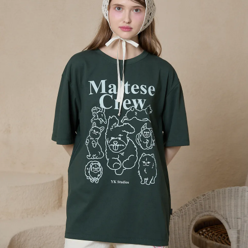 MALTESE CREW LINE GRAPHIC HALF SLEEVE T-SHIRT GREEN