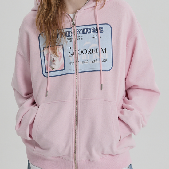 MALTESE GOOREUM NAMETAG HOODIE ZIP UP PINK