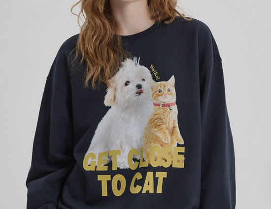 MALTESE AND CHEESE CAT SWEATSHIRT NAVY