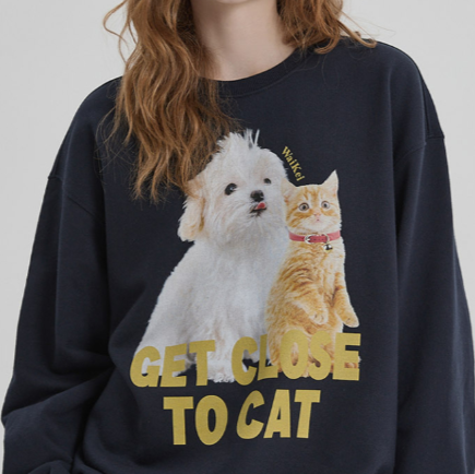 MALTESE AND CHEESE CAT SWEATSHIRT NAVY
