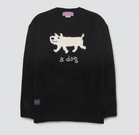 A DOG KNIT SWEATER BLACK
