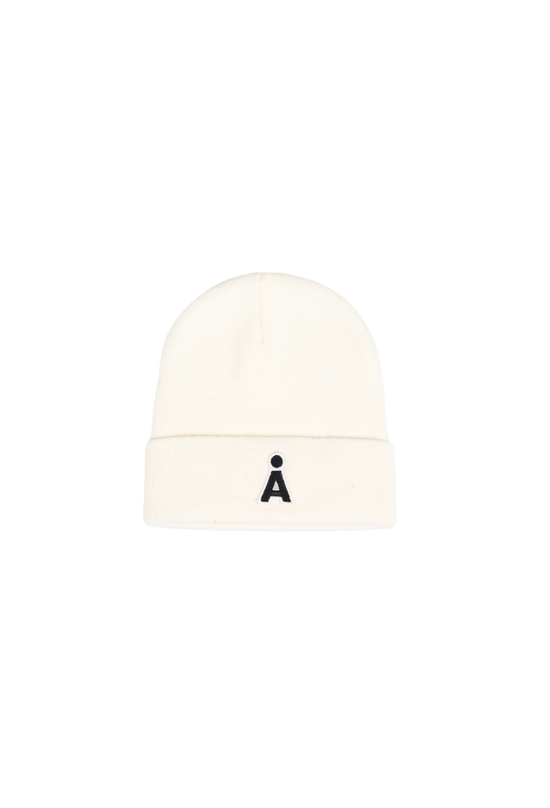 ALAND A LOGO PATCH BEANIE WHITE
