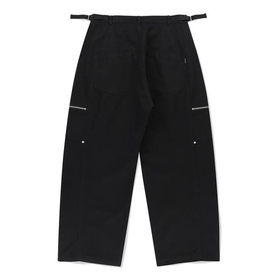BIKER WASHED WIDE PANTS BLACK