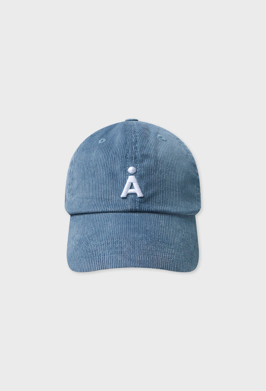 ALAND A LOGO CORDUROY BASEBALL CAP DUST BLUE