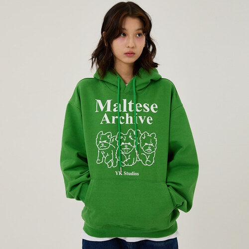 MALTESE ARCHIVE LINE GRAPHIC HOOD MOSS GREEN