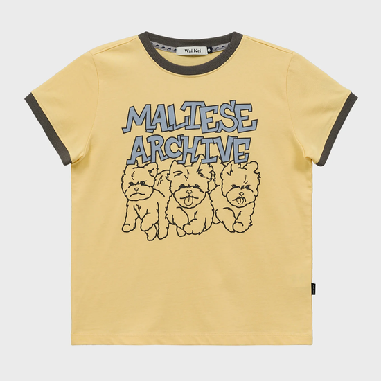 MALTESE ARCHIVE LINE GRAPHIC RINGER HALF SLEEVE T-SHIRT LIGHT YELLOW