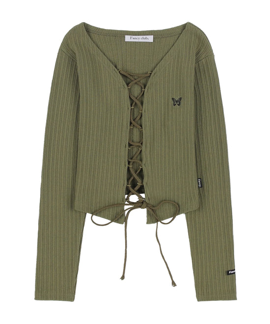 HITCH EYELET CARDIGAN KHAKI