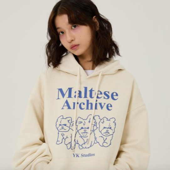 MALTESE ARCHIVE LINE GRAPHIC HOOD IVORY