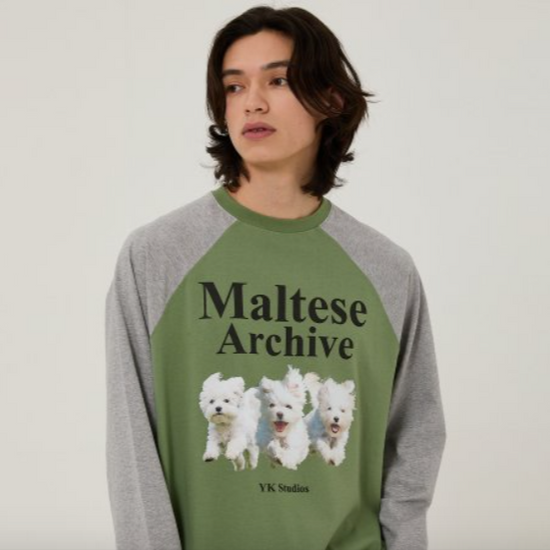 MALTESE ARCHIVE RAGLAN LONG SLEEVE TSHIRTS KHAKI
