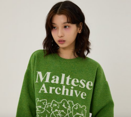MALTESE ARCHIVE LINE GRAPHICS KNIT MOSS GREEN