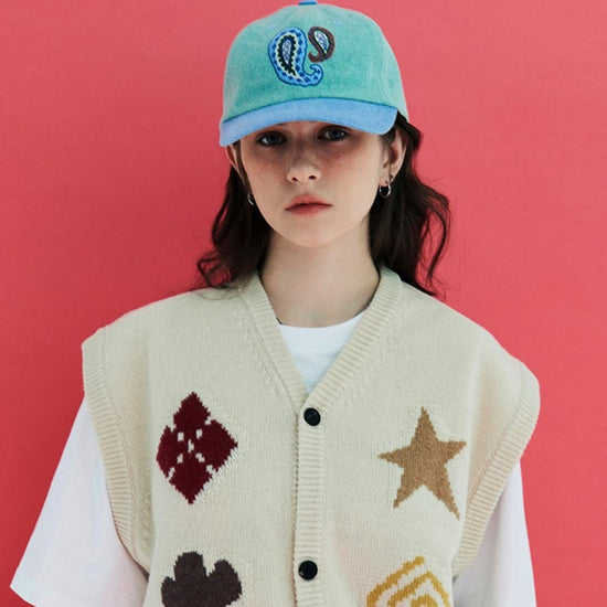 ARGYLE BUTTON KNIT VEST OATMEAL