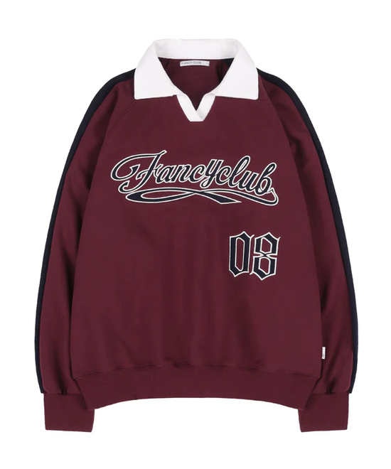 08 RUGBY COLLAR SWEATSHIRT BURGUNDY
