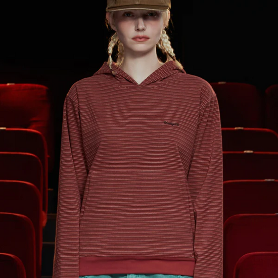 STRIPE LOGO HOODIE BURGUNDY